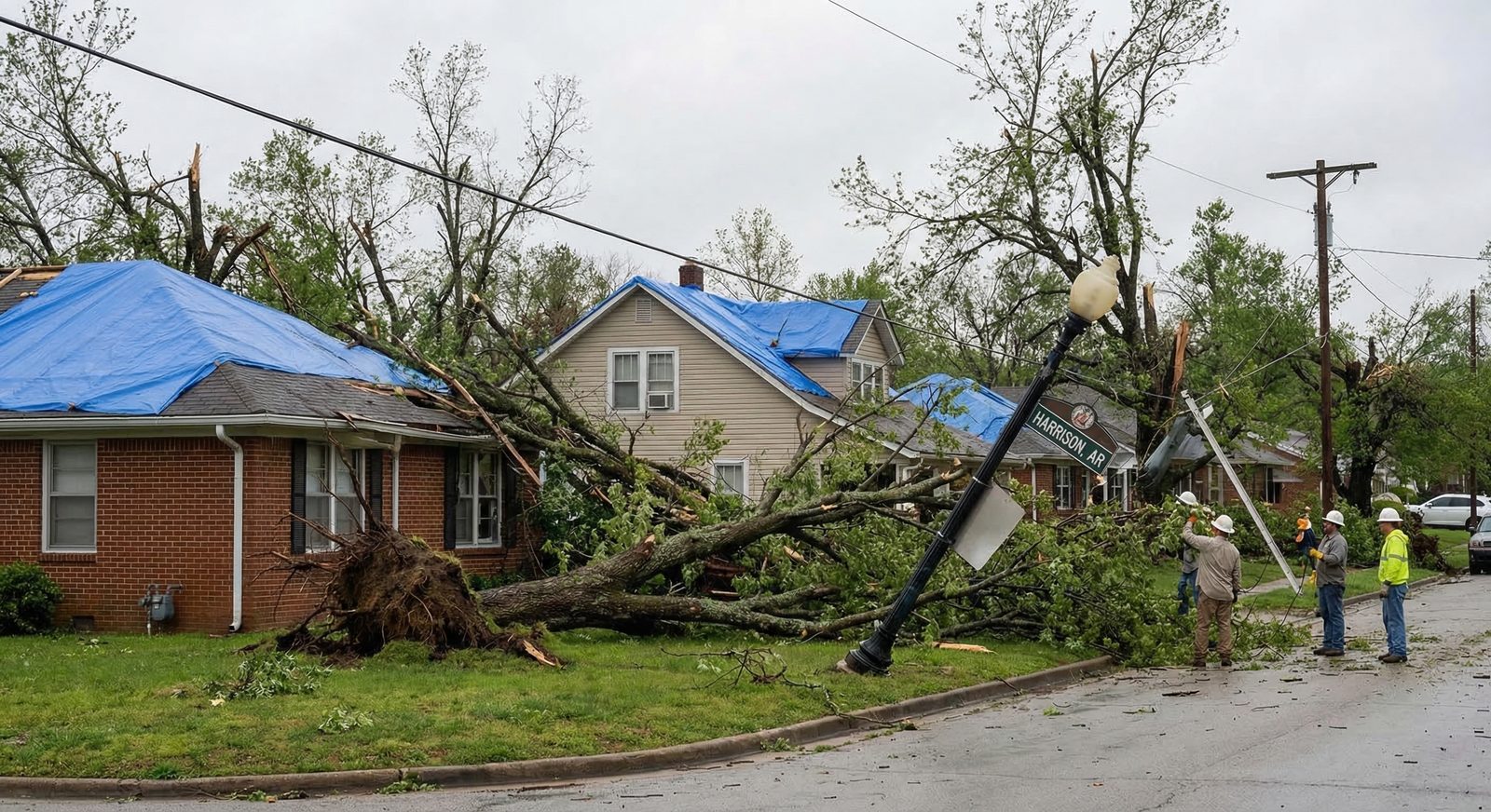 Wind damage to residential property in Harrison, AR
